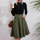 Solid Color Big Swing Mid-length Skirt GYSQ-CRCH0920