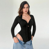 Long Sleeve Tie Up Bodysuit  GYSQ-ZODI0760