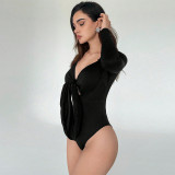 Long Sleeve Tie Up Bodysuit  GYSQ-ZODI0760