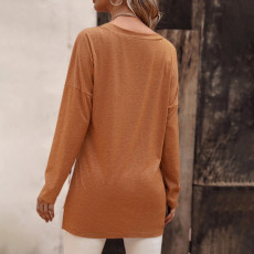 Long Sleeve V Neck Knits T Shirt GYSQ-QCCH2250
