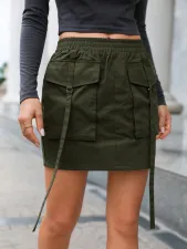 Solid Color Multi-pockets Skirts GYSQ-ZRDK0190
