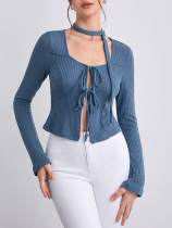 Bandage Hollow Out T Shirt GYSQ-ZTDH1260