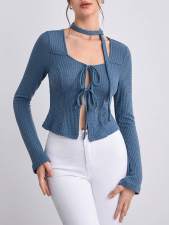 Bandage Hollow Out T Shirt GYSQ-ZTDH1260