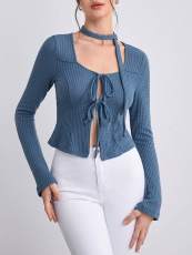 Bandage Hollow Out T Shirt GYSQ-ZTDH1260