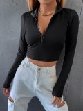 Long Sleeve Knits Zipper T Shirt GYSQ-CTDH1330