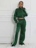 Striped Patchwork Zipper Thickened Two-piece Pants Set SFY-562