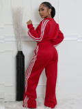 Striped Patchwork Zipper Thickened Two-piece Pants Set SFY-562