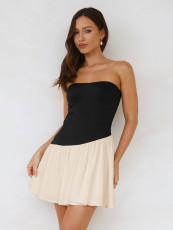 Pleated Splicing Tube Tops Dress GPBY-15791