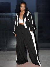 Contrast Color Patchwork Loose Two Piece Pants Suit CH-24071