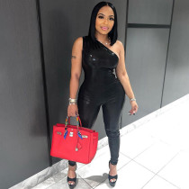 Single Shoudler Sleeveless Slim Pants Suit GPBY-14358