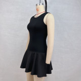Solid Color Sleeveless Splicing Mini Dress GPBY-15784