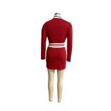 Color Block Long Sleeve Zipper Mini Dress SFY-2793