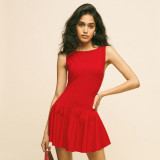 Solid Color Sleeveless Splicing Mini Dress GPBY-15784