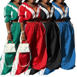 Loose Patchwork Coat Sport Pants 2 Piece Set AIL-297