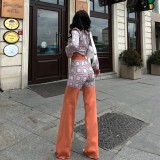 Print Plaid Long Sleeve Tops Loose Pant Suit GPBY-16523