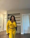 Fashion Knits Hooded Sport Sweater Two Piece Pants Set NYF-8186
