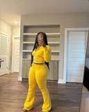 Fashion Knits Hooded Sport Sweater Two Piece Pants Set NYF-8186