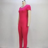 Short Sleeve Backless Sport Jumpsuit GPBY-14471