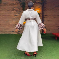 Leopard Print Patchwork Long Skirt 2 Piece Set NY-10955