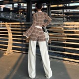 Print Plaid Long Sleeve Tops Loose Pant Suit GPBY-16523