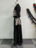 Leopard Print Patchwork Long Skirt 2 Piece Set NY-10955
