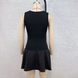 Solid Color Sleeveless Splicing Mini Dress GPBY-15784