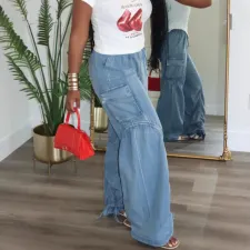 Fashion Drawstring Pleated Jeans LSD-2323