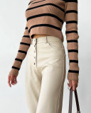 High Waist PU Leather Patchwork Pants GPBY-15822