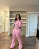 Fashion Knits Hooded Sport Sweater Two Piece Pants Set NYF-8186
