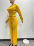 Fashion Knits Hooded Sport Sweater Two Piece Pants Set NYF-8186