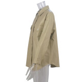 PU Leather Lapel Shirt Coat GPBY-1441