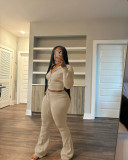 Fashion Knits Hooded Sport Sweater Two Piece Pants Set NYF-8186