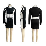 Color Block Long Sleeve Zipper Mini Dress SFY-2793