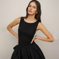 Solid Color Sleeveless Splicing Mini Dress GPBY-15784