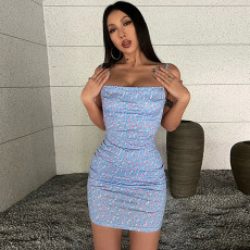 Sexy Print Backless Sling Skinny Mini Dress GPBY-220181