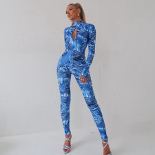 Print Hollow Out Backless Jumpsuit GPBY-14598