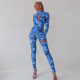 Print Hollow Out Backless Jumpsuit GPBY-14598
