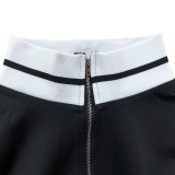 Color Block Long Sleeve Zipper Mini Dress SFY-2793