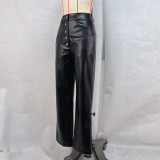 High Waist PU Leather Patchwork Pants GPBY-15822