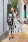 Contrast Color Lapel Shirt Dress XHXF-970