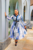 Contrast Color Lapel Shirt Dress XHXF-970