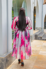Contrast Color Lapel Shirt Dress XHXF-970