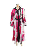 Contrast Color Lapel Shirt Dress XHXF-970