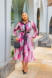 Contrast Color Lapel Shirt Dress XHXF-970