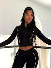 Long Sleeve Patchwork Tight Two Piece Pants Set GCNF-0225