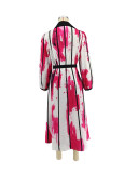 Contrast Color Lapel Shirt Dress XHXF-970