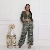 Camouflage Print Loose Straight Pants GSMJ-6976