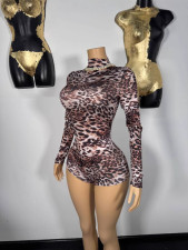 Pre Order: About 7 work days shipping Leopard Print Long Sleeve Skinny Romper YUEM-610660