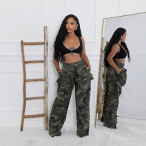 Camouflage Print Loose Zipper Pant GSMJ-6975