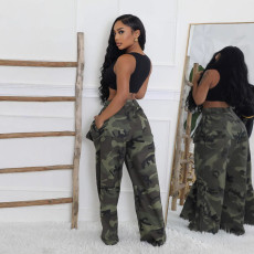 Camouflage Print Loose Zipper Pant GSMJ-6975